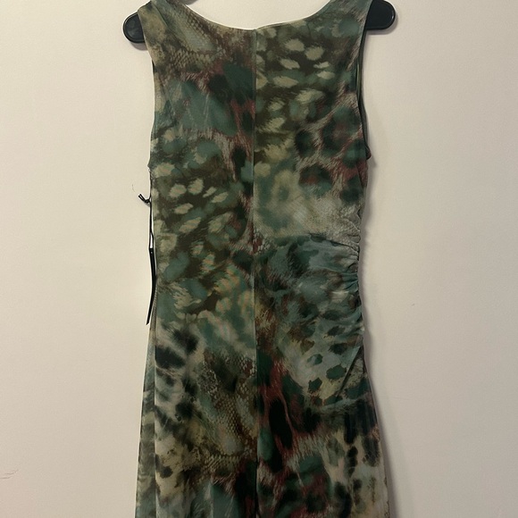 Nicole Miller Olive Green Animal Print Dress - Picture 3 of 4